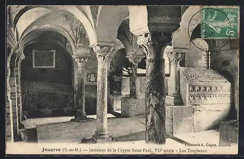 AK Jouarre, Intérieur de la Crypte Saint-Paul, VIIe siècle, Les Tombeaux