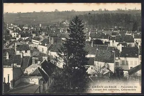 AK Crécy-en-Brie, Panorama du village avec vue sur les toits et la campagne environnante