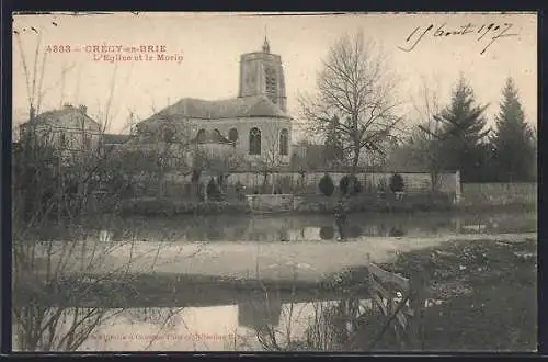 AK Crécy-en-Brie, L`Église et le Morin