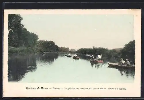 AK Esbly, Bateaux de pêche en amont du pont de la Marne