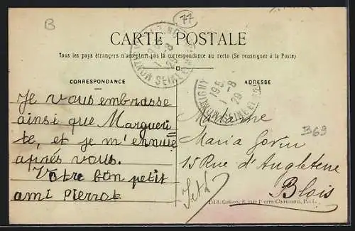 AK Montigny-sur-Loing, Promenade en barque sur la rivière devant une maison élégante