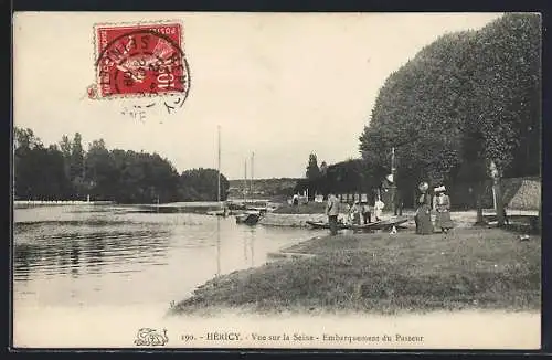 AK Héricy, Vue sur la Seine, Embarquement du Passeur