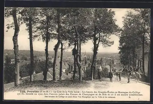 AK Provins, La Côte de la Ville haute et chemin des Grandes-Écoles avec vue sur la ville et les environs