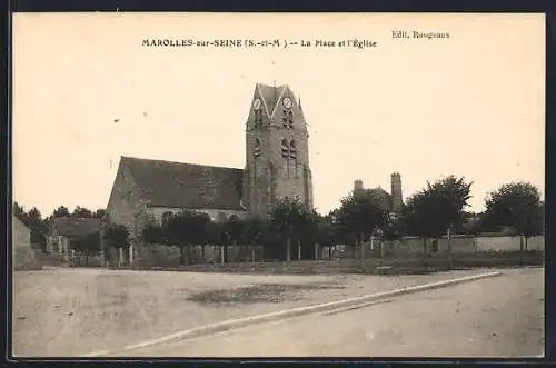 AK Marolles-sur-Seine, La Place et l`Église