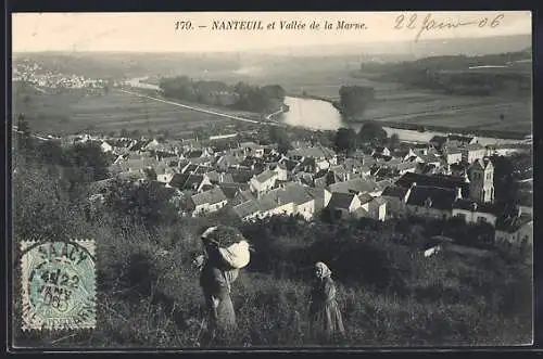 AK Nanteuil, Vue sur la vallée de la Marne et le village en contrebas