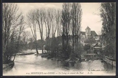 AK Montigny-sur-Loing, Le Loing en amont du Pont