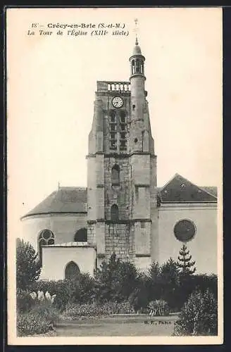 AK Crécy-en-Brie, La Tour de l`Église (XIIIe siècle)