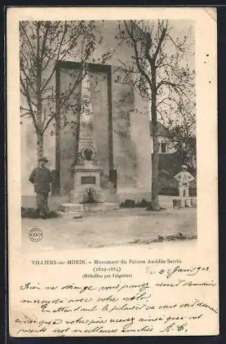 AK Villiers-sur-Morin, Monument du Peintre Amédée Servin (Médaillon par Falguière)