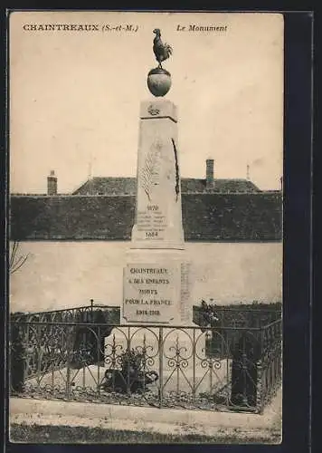 AK Chaintreaux, Le Monument aux morts pour la France 1914-1918