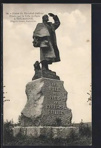 AK Trilbardou, Statue du Maréchal Gallieni érigée par la Ville de Paris