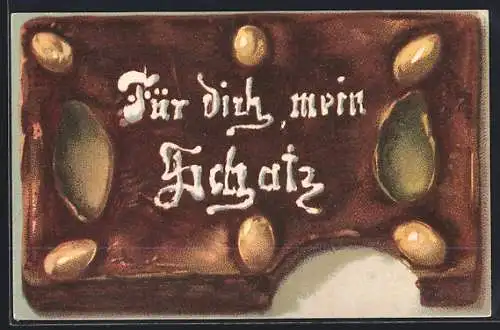 AK Lebkuchen mit der Aufschrift Für dich, mein Schatz