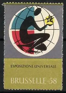 Reklamemarke Brüssel, Esposizione Universale, Globus und Mensch, 1958