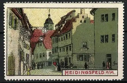 Reklamemarke Heidingsfeld, Heidingsfeld b/M, historische Altstadtansicht