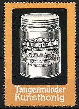 Reklamemarke Tangermünde, Tangermünder Kunsthonig, Honigglas