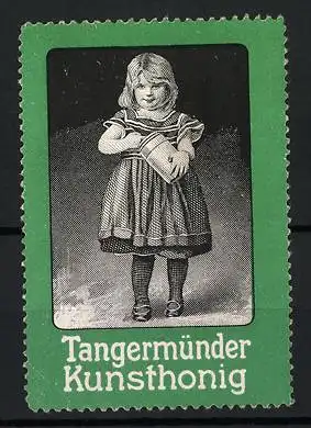 Reklamemarke Tangermünde, Kunsthonig, Mädchen mit Honigtopf