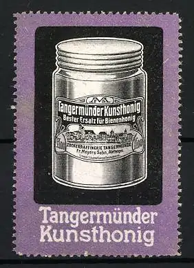 Reklamemarke Tangermünde, Tangermünder Kunsthonig, Honigglas