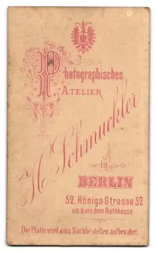 Fotografie H. Schmuckler, Berlin, Königs-Strasse 52, Porträt eines Herrn im Profil