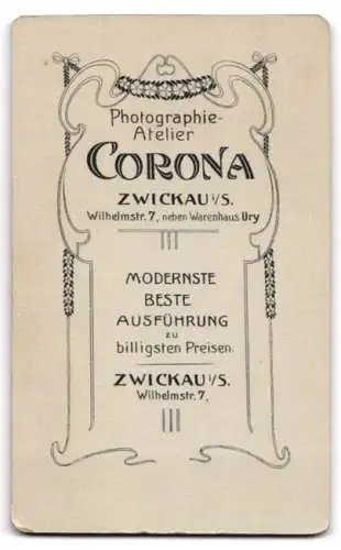 Fotografie Corona, Zwickau, Wilhelmstr. 7, Dame in eleganter Kleidung