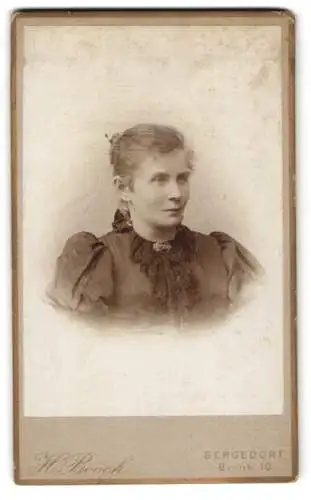 Fotografie H. Boock, Bergedorf, Brink 10, Portrait einer Dame im eleganten Kleid