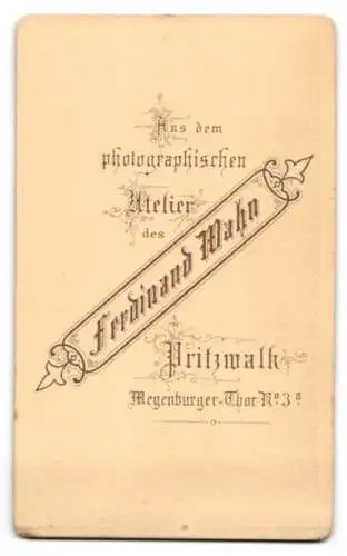 Fotografie Ferdinand Wahn, Pritzwalk, Meyenburger Thor Nr. 3 a, Porträt eines jungen Mannes