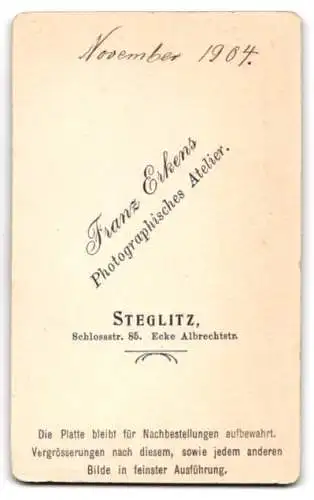 Fotografie Franz Erkens, Steglitz, Schlossstr. 85, Porträt einer Dame mit Spitzenkragen