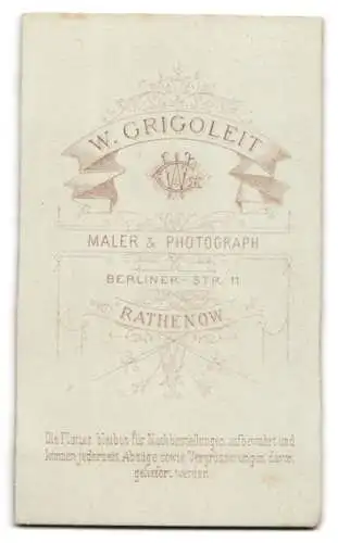 Fotografie W. Grigoleit, Rathenow, Berliner Str. 11, Porträt eines jungen Mannes