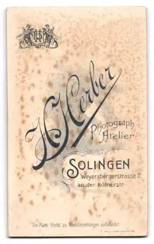 Fotografie H. Herber, Solingen, Weyersbergerstr. 2, Porträt eines kleinen Kindes in festlicher Kleidung