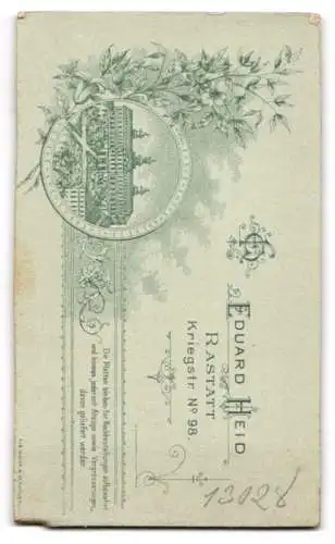 Fotografie Ed. Heid, Rastatt, Kriegstr. 98, Porträt eines Mannes mit Schnurrbart