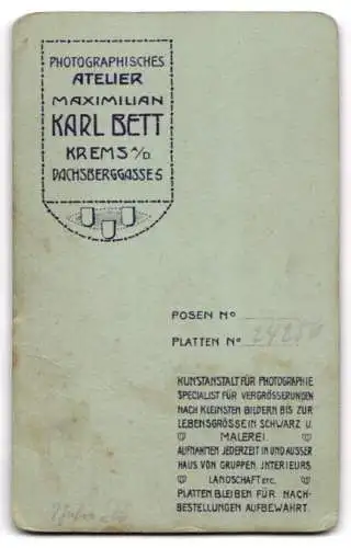 Fotografie Maximilian Karl Bett, Krems, Dachsberggasse 5, Porträt eines jungen Mädchens