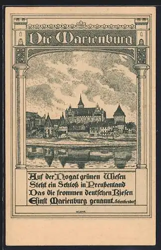 Künstler-AK Marienburg / Malbork, Die Marienburg, gezeichnet von W. Lenz