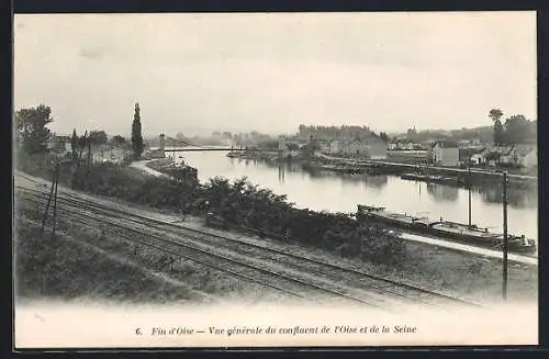 AK Fin-d`Oise, Vue générale du confluent de l`Oise et de la Seine