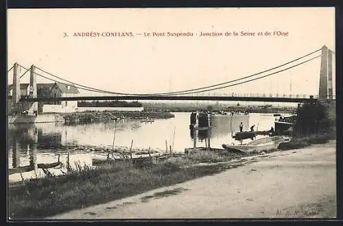 AK Andrésy-Conflans, Le Pont Suspendu, Jonction de la Seine et de l`Oise