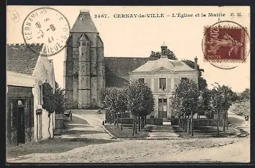 AK Cernay-la-Ville, L`église et la Mairie