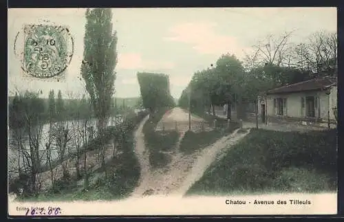 AK Chatou, Avenue des Tilleuls et bord de rivière