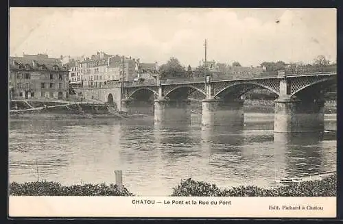 AK Chatou, Le Pont et la Rue du Pont