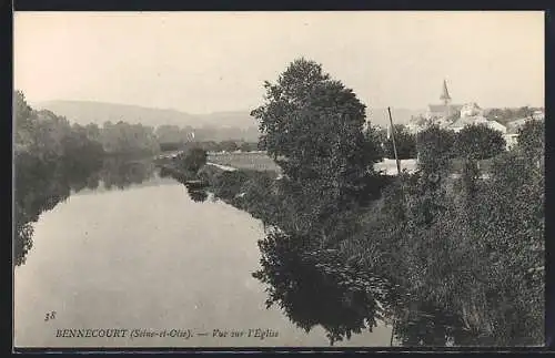 AK Bennecourt, Vue sur l`église et la rivière