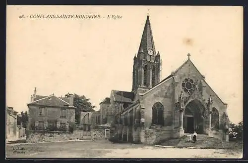 AK Conflans-Sainte-Honorine, L`église et son parvis majestueux