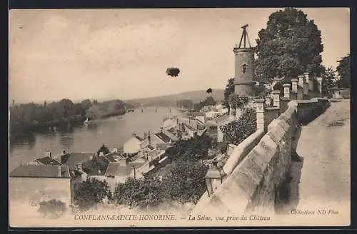 AK Conflans-Sainte-Honorine, La Seine, vue prise du Château