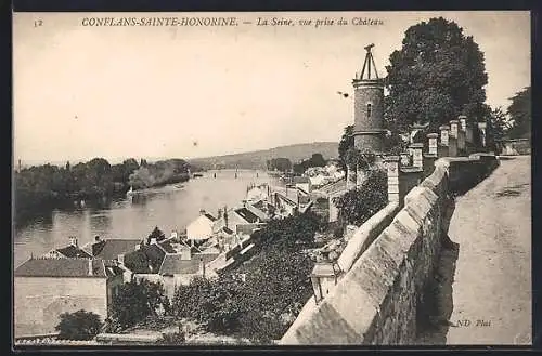 AK Conflans-Sainte-Honorine, La Seine, vue prise du Château