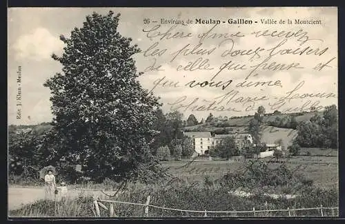 AK Gaillon, Vallée de la Montcient avec vue sur la campagne et un grand arbre