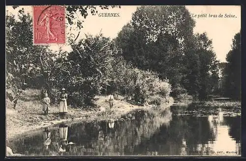 AK Guernes, Le petit bras de Seine