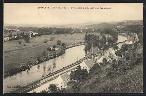 AK Jeufosse, Vue d`ensemble, Perspective sur Bonnières et Bennecourt