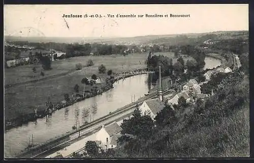 AK Jeufosse, Vue d`ensemble sur Bonnières et Bonnecourt