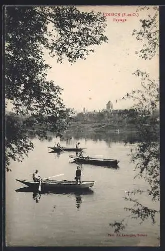 AK Moisson, Paysage avec barques sur la rivière