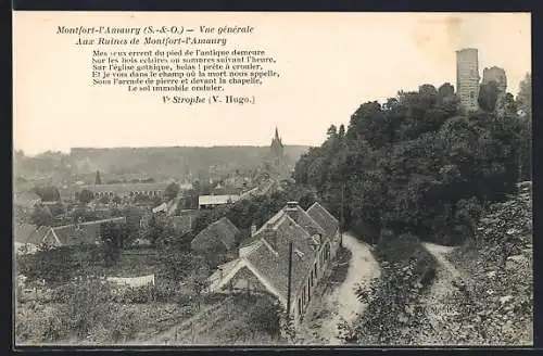 AK Montfort-l`Amaury, Vue générale aux Ruines de Montfort-l`Amaury