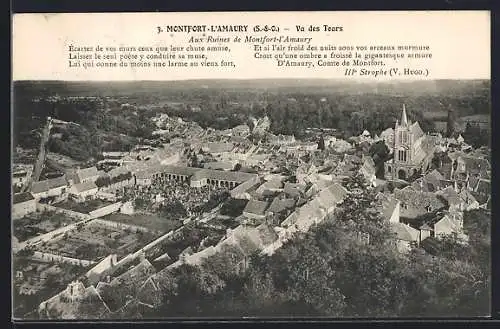 AK Montfort-l`Amaury, Vue des Tours et des Ruines de Montfort-l`Amaury