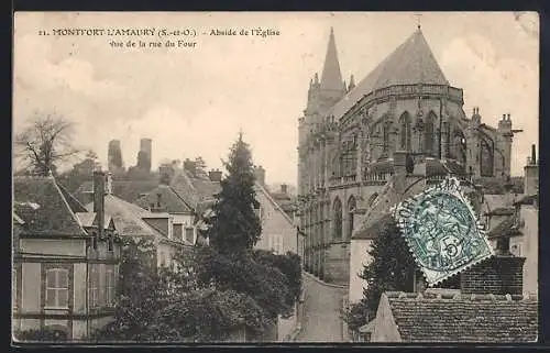 AK Montfort-l`Amaury, Abside de l`église vue de la rue du Four