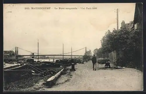 AK Maurecourt, Le Pont suspendu et promenade au bord de l`eau