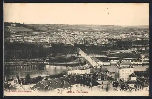 AK Limay, Panorama de la ville et du fleuve avec pont et paysages environnants