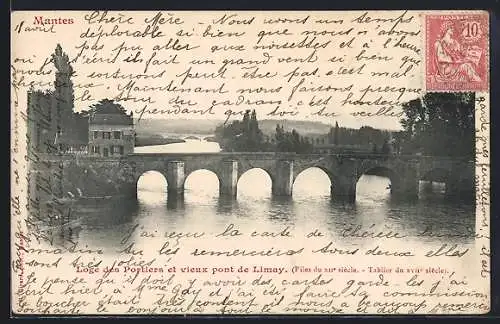 AK Mantes, Loge des Poiriers et vieux pont de Limay